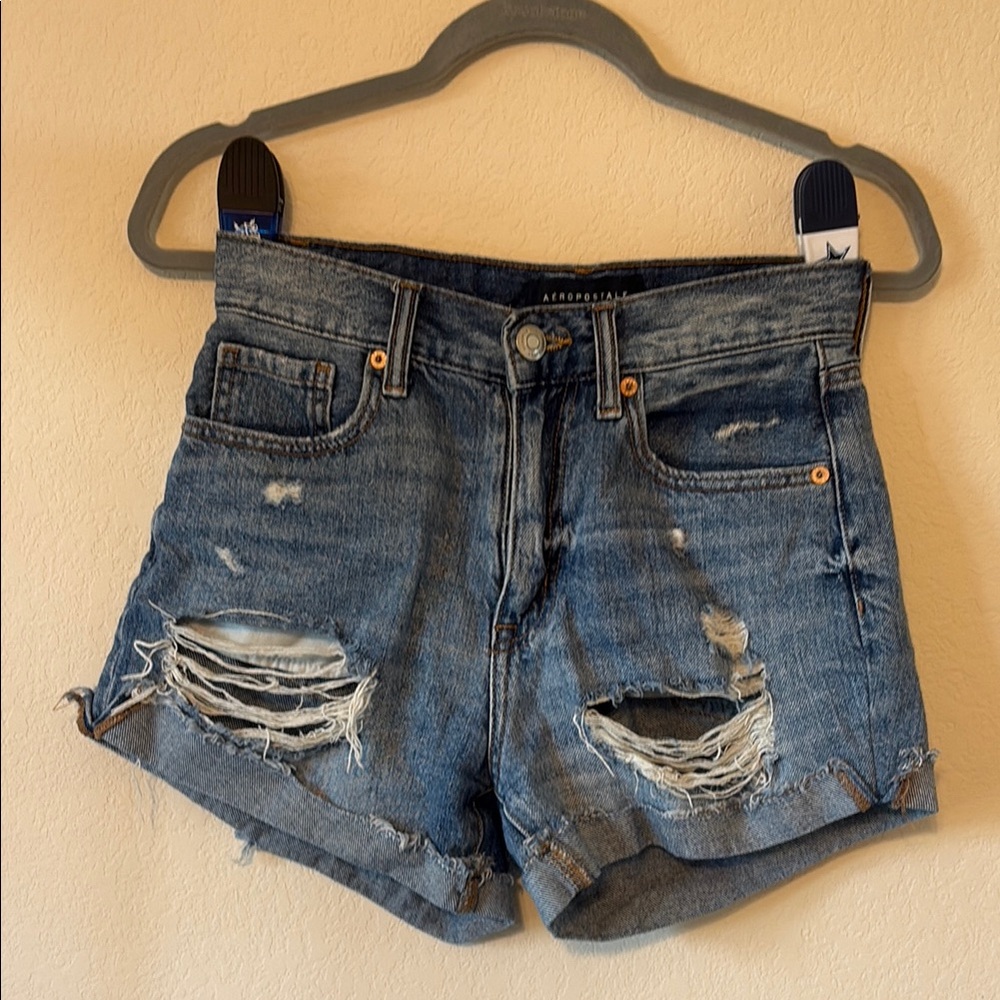 Aeropostale Distressed Blue Jean Shorts